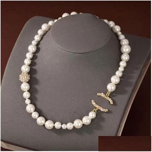 Beaded Neckor Pearl Necklace Luxury Designer Jewelry for Women Fashion Womens Wedding Chains Hängen med Diamond C Tillbehör Dhkhd