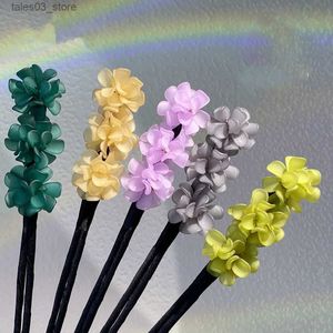 Kopfbedeckung Haarschmuck Drei Blumen Frauen Friseur Haarstab Fleischbällchenhaar Lässig La Scrunchie Hairwear Mode Kopfbedeckung Haarschmuck Q231204