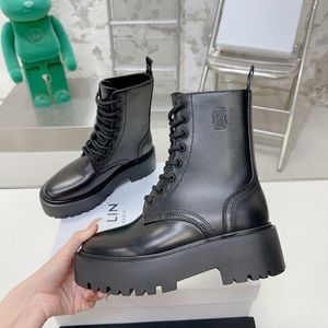 Fashion Dress shoes Woman winter boot triomphe Designer platform Casual Shoe leather knee Snow booties Women Wedge Boot black brown outdoors travel Martin Boots box