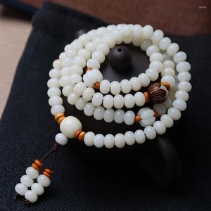 Charme pulseiras branco jade bodhi 108 contas de maçã esculpida lótus melão azeitona espaçadores decorados raiz buda