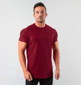 New Stylish Plain Tops Fitness Mens T Shirt Short Sleeve Muscle Joggers Bodybuilding Tshirt Male Gym Clothes Slim Fit Tee852