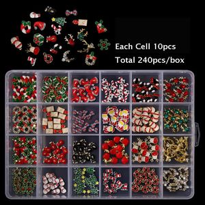 Nail Art Decorations 240pcs Nail Art Christmas Alloy Rhinestones 3D Nail Art Decorations Charms Glitter Fake Nails Accessories Manicure Nail Supplies 231202