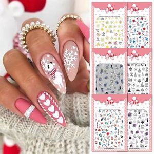 Stickers Decals 1 Sheet Christmas Snowflake Nail Art Decals Self Adhesive Snowflake Nail Art Stickers Manicure Slider for Nail Art DIY Design 231202