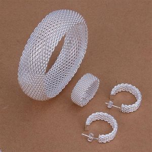 High grade 925 sterling silver Honeycomb Sets jewelry sets DFMSS301 brand new Factory direct 925 silver bracelet earring ring240O