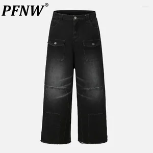 Herren Jeans PFNW Autumn Tide Y2K Darkwear Washing Vintage Vielseitige Silhouette Weites Bein Punk High Street Denim Hose 12Z2188