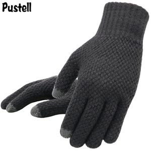 Five Fingers Gloves Winter Men Knitted Touchscreen High Quality Male Mitten Thicken Warm Wool Cashmere Solid Business Autumn 231201