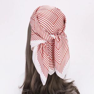 Scarves Man Women Fashion Geometryczne paski Teksturowane chusteczka Hip Hop Opaska na głowę Faux Silk Turban for Lady 70 70 cm