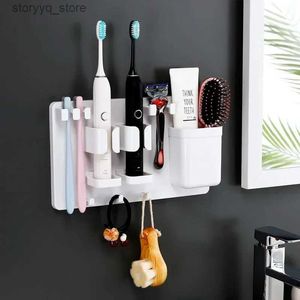 Toothbrush Holders Rack Wall-mounted Toothbrush Electric Toilet Comb Perforation-free Storage Toothbrush Razor Bathroom Toothpaste Holder Items Q231203