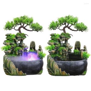 Figurine decorative Simulazione interna creativa Resina Rockery Cascata Statua Feng Shui Fontana d'acqua Giardino domestico Artigianato-Spina americana