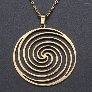 Pendant Necklaces Laser Hollow Geometry Spiral Mosquito Coil Holder Titanium Steel Necklace Charms Men Women Dangle Chain Choker Jewelry