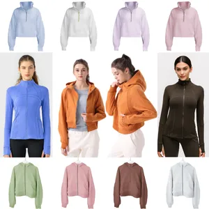 Giacca da donna Yoga Giacca all'aperto Donne Definisci Sport Sport Coat Domans Fitness Fitness Sport Acceso a secco veloce Top Solid Stip Up Spetshirt Sportwear