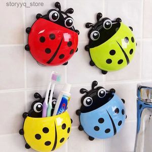 Toothbrush Holders Cute Ladybug Container Cup Toothpaste Hanging Organizer Toothbrush Holder with Suction Cup for Bathroom Q231202