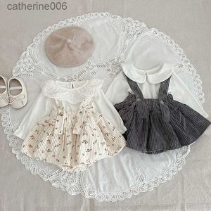 Giyim Setleri Milancel Yeni Sonbahar Bebek Giysileri Seti Bebek Sevimli Alt Gömlek +Çiçek Bodysuit Su Girlswearl231202