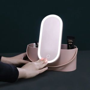 Kozmetik Çantalar Kılıfları LED Işık Aynalı Akıllı Makyaj Saklama Kutusu Taşınabilir Seyahat Kozmetik Depolama Çantaları Kadınlar İçin 231202
