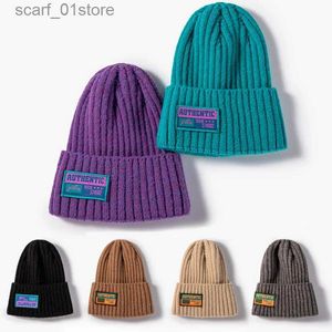 Beanie/Skull Caps Korean Letter Beanie Hat Fashion Women Cloth Label CS Autumn Winter Autdoor Warm Couple編み帽子ソリッドカラーシンプルCl231202