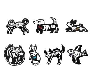 Kresionowa szkielet zwierząt Kreatywny bultrasound obraz obrazu dla chłopców 7pcsset Enamel Pin Whatle Dog Cat Rabbit Bird Metal Badges7525704