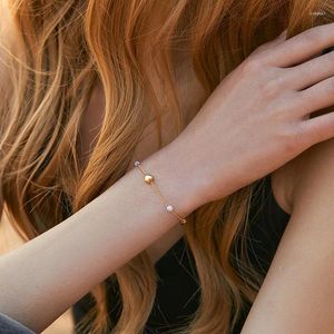 Strand CCGOOD Elegante braccialetto di perle per le donne Cuore placcato oro 18 carati Moda di alta qualità Gioielli di lusso Pulseras Mujer