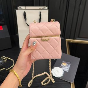 Mini Makeup Torba 12cm Designerka dla kobiet na ramionach skórzana diamentowe złote sprzęt metalowy zapięcie luksusowa torebka Matelasse łańcuch crossbody torebki torby mody sacoche