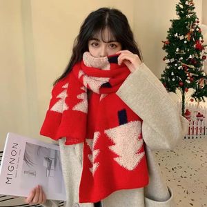 Eşarp Kırmızı Noel Eşarp Kadınlar Kore tarzı Kalın Sıcak Örme Yün INS Modaya Düzenli Öğrenci All Maç Boyun Sarısı 231201