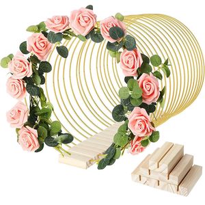 Flores decorativas grinaldas de metal floral aros peças centrais do casamento 10 pçs grinalda anéis círculo mesa centro diy sonho apanhador porta parede pendurado decoração festa 231201