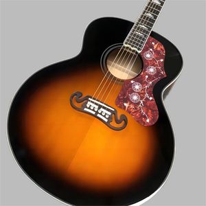 Guitarra personalizada de fábrica com tampo de abeto sólido, laterais e fundo de bordo, jumbo série j200 de 43 polegadas vs guitarra acústica