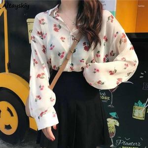 Women's Blouses Women Ulzzang Summer Spring Clege Fresh Floral Sun-proof Long Sleeve Femme Blusas All-match Vintage Lady Shirts