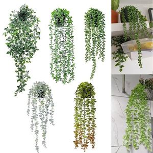 Flores decorativas artificial videira verde pendurado diy planta em/exterior prateleira decoração sem pote casa parede decoração de festa de casamento