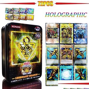 Card Games Yuh Cards With Tin Box Yu Gi Oh 72Pcs Holographic English Version Golden Letter Duel Links Game Blue Eyes Exodia 220713 D Dhhzv