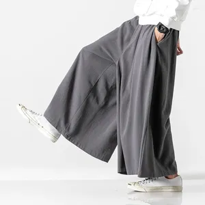 Pantaloni da uomo autunno causale Baggy 2023 stile cinese drappeggiato in cotone da uomo allentato tradizionale gamba larga maschile