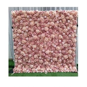 Fiore rosa Muro Fondale arrotolato Fondale per matrimonio Pannello Fiore artificiale Muro Fiore arrotolato in seta 37