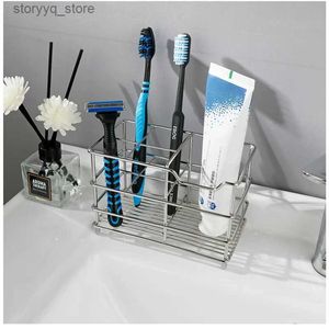 Toothbrush Holders Stainless Steel Toothbrush Holder Punch-free Bathroom Toothpaste Holder Electric Toothbrush Rack Toothbrush Storage Rack Q231202