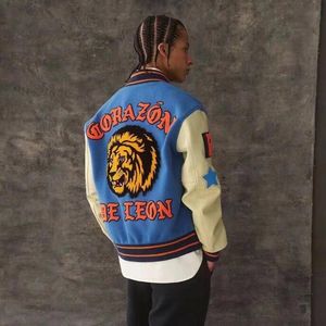 Lion Head Towel Embroidered Baseball Suit High Street Fashion Spliced Coat