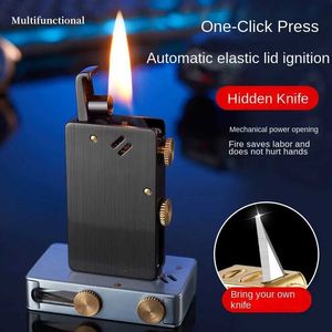 Metal Unusual Windproof Kerosene Lighter Oil No Gasoline Creative Retro Petroleum Lighters Smoking Accessories Gadgets for Men