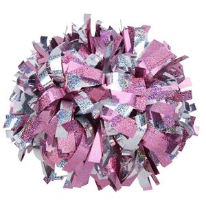 Cheerleaderka cheerleaderka Baton rączka poma metaliczna różowa holograficzna z srebrnym holograficznym 231201