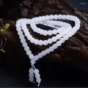Strand Fashion Women's Wrap Bracelet Trendy Natural Chalcedony Stone 108 Mala Beads Necklace For Men Buddha Jewelry