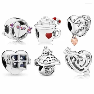 Loose Gemstones Rose Chained Heart With Keep Me Safe Mushroom & Arrow Crystal Bead Charms Fit Europe Bracelet 925 Sterling Silver Jewelry