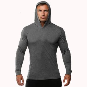 Erkek Hoodies Sweatshirtler Yaz İnce Uzun Kollu Kapüşonlu Avrupa Boyutu Erkek Fitness Sports Boş Zaman Koşu Eğitim Salonu% 100 Pamuk Kazak 231201