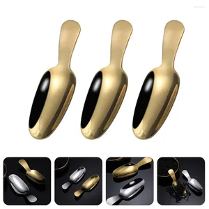 Spoons 3 Pcs Dessert Spoon Tea Excavator Scoops Tableware 304 Stainless Steel Short Handles