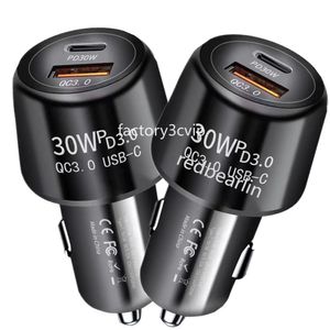 Fast Quick Charigng QC3.0 PD30W 48W Dual Ports USB C Car Charger Auto Power Adapter Chargers For IPhone 11 12 13 14 15 Pro Samsung S23 S24 Xiaomi F1 With Retail Box