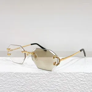 サングラス0092oリムレスポックロミックデザイナー女性眼鏡ファッションUV400純粋なチタン元照明メガネとケース