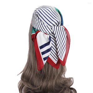 Schals Frauen Mädchen Mode Schal Bandana Geometrisch Gestreiftes Kopftuch Faux Seide Hip Hop Stirnband Turban Für Dame 27