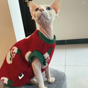 Kostiumy kotów Świąteczny Sweter bałwana na ciepły kreskówkowy płaszcz Sphynx Kittens Miękka gruba bluza Famale Winter Cats Ubranie