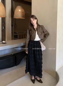 Women's Clothing of 13 Rows Peach House 2023 Long Skirt Autumn and Winter New Pine Tight Waist Skirt Commute Leisure A- line Skirt 561-1