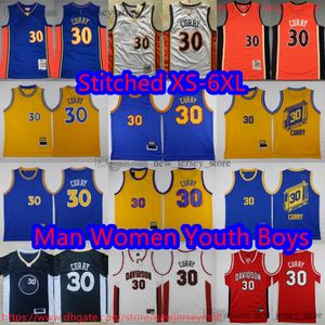Özel S-6XL Gerileme 2009-10 Basketbol 30 Stephencurry Jersey Klasik Vintage NCAA Davidsonwildcat Koleji Sarı Mavi Kırmızı Forma Nefes Alabilir Spor