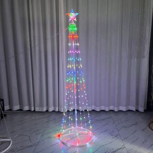 クリスマスの装飾円錐形の回転ツリー枝の光鉛スパイラルツリーコーンタワーRGBフラッグポールライトクリスマスツリーカラーライト231202