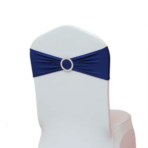 Sashes 50pcs Spandex Chair Sash With Round Buckles For All Wedding Band Lycra Stretch Bow Tie Birthday Party el Show Decoration 231202