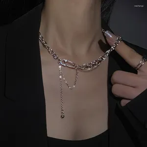 Ожерелья с подвесками Kpop, винтажное готическое панк-сердце, булавка, цепочка с жемчугом, металлическое ожерелье для женщин, ошейники, эстетические ювелирные изделия в стиле гранж, аксессуары Y2K