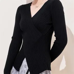 Women's Sweaters Deep V-neck Sweater Women Knitted Full Sleeve Pullovers Casual Slim Bottoming