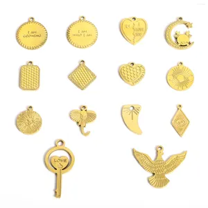 Charms 316 Rostfritt stål Animal Gold Color Heart Square Eagle Elephant Shape Pendants för smycken som tillverkar DIY -halsbandsfynd