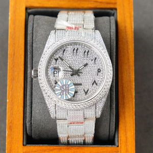 Top Full Diamond Mens Watch 40 مم الساعات الميكانيكية الأوتوماتيكية الماس الماس حافة الأزياء Wristwatch لـ Classic Men Designer Wristwatches 327E
